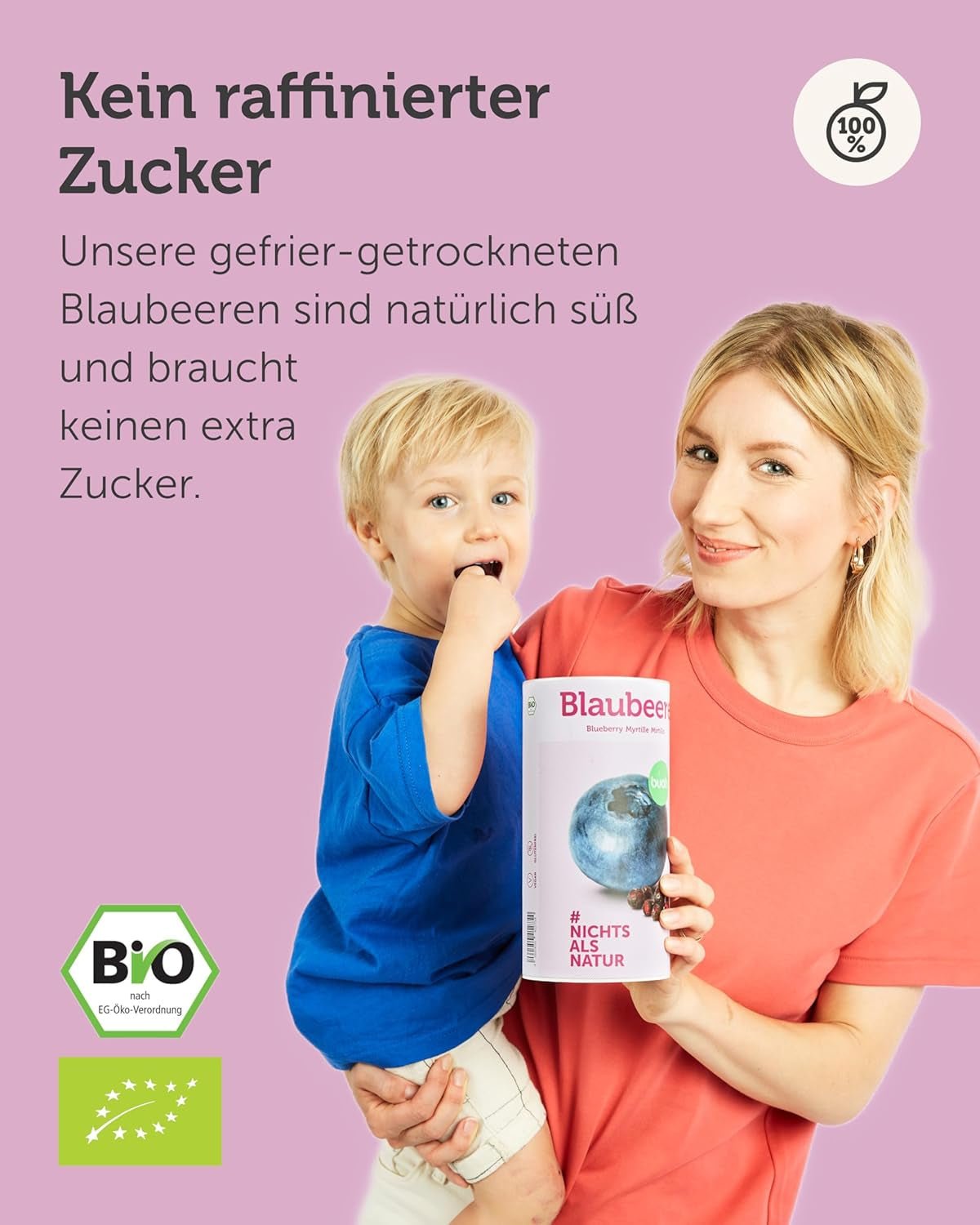 Arándanos liofilizados ecológicos BUAH® | Arándanos ecológicos liofilizados sin azúcares añadidos | 100% fruta liofilizada (vegana, sin gluten, sin lactosa) | Snack ideal (140g) Naty Shop productos deshidratados