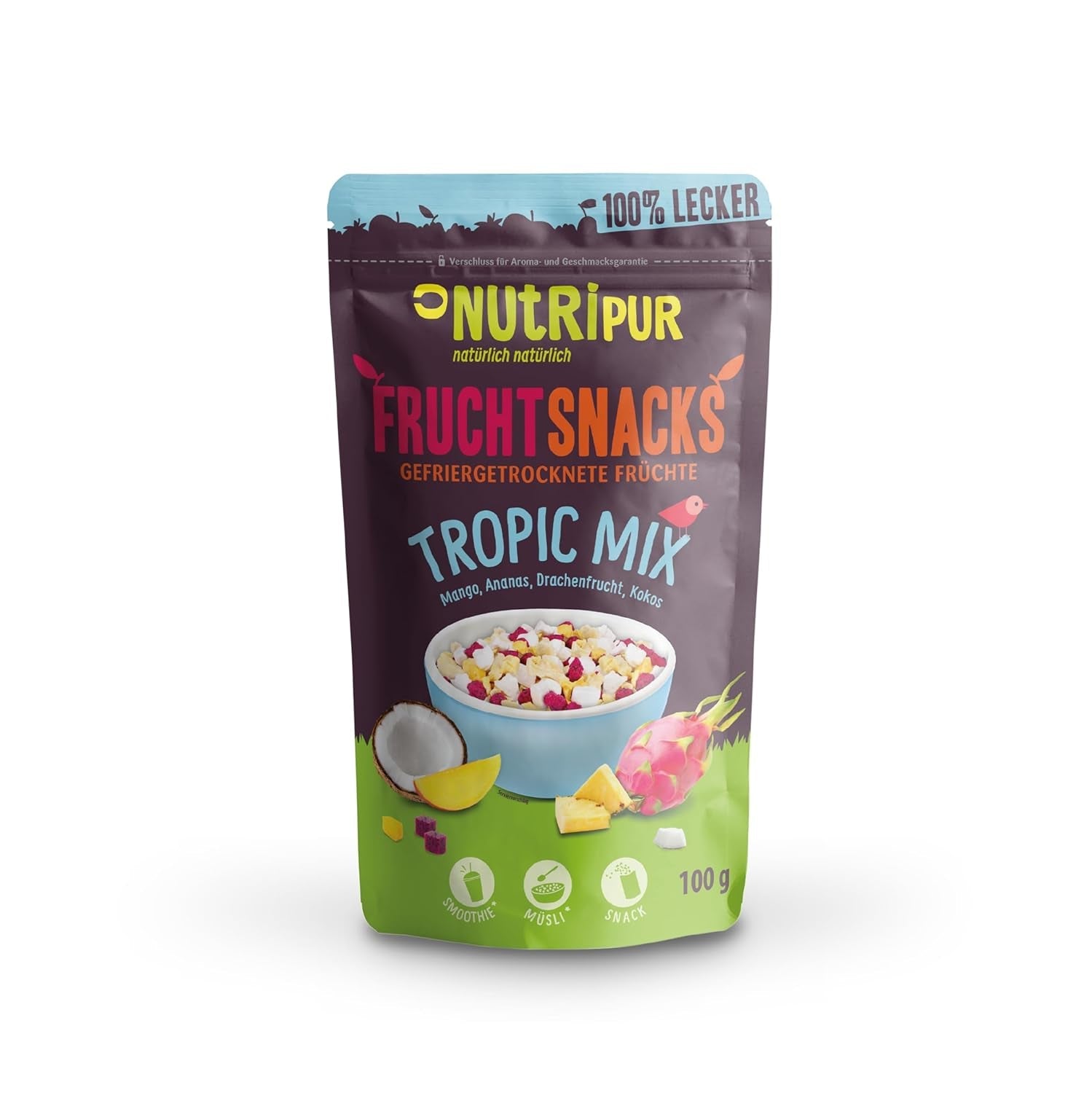 Mezcla de frutas liofilizadas "Tropic-Mix" 100g I Frutas del bosque y frutos secos I Mezcla de coco, pitahaya, mango y piña I NutriPur Productos deshidratados Naty Shop Título predeterminado