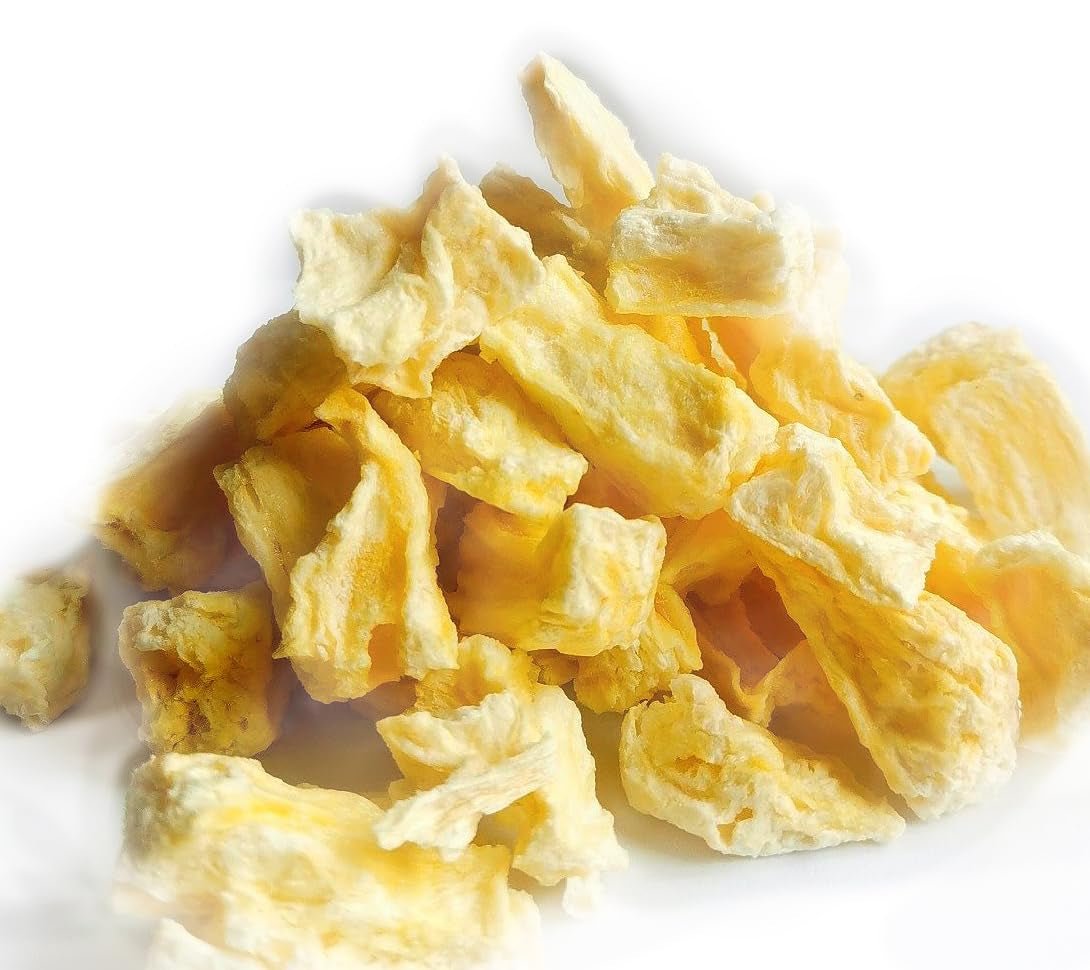 Piña liofilizada trozos grandes 125g, Fruta liofilizada sin aditivos 100% pura - Frutos secos naturales - Piña desecada, frutos secos de Foozia Productos deshidratados Naty Shop