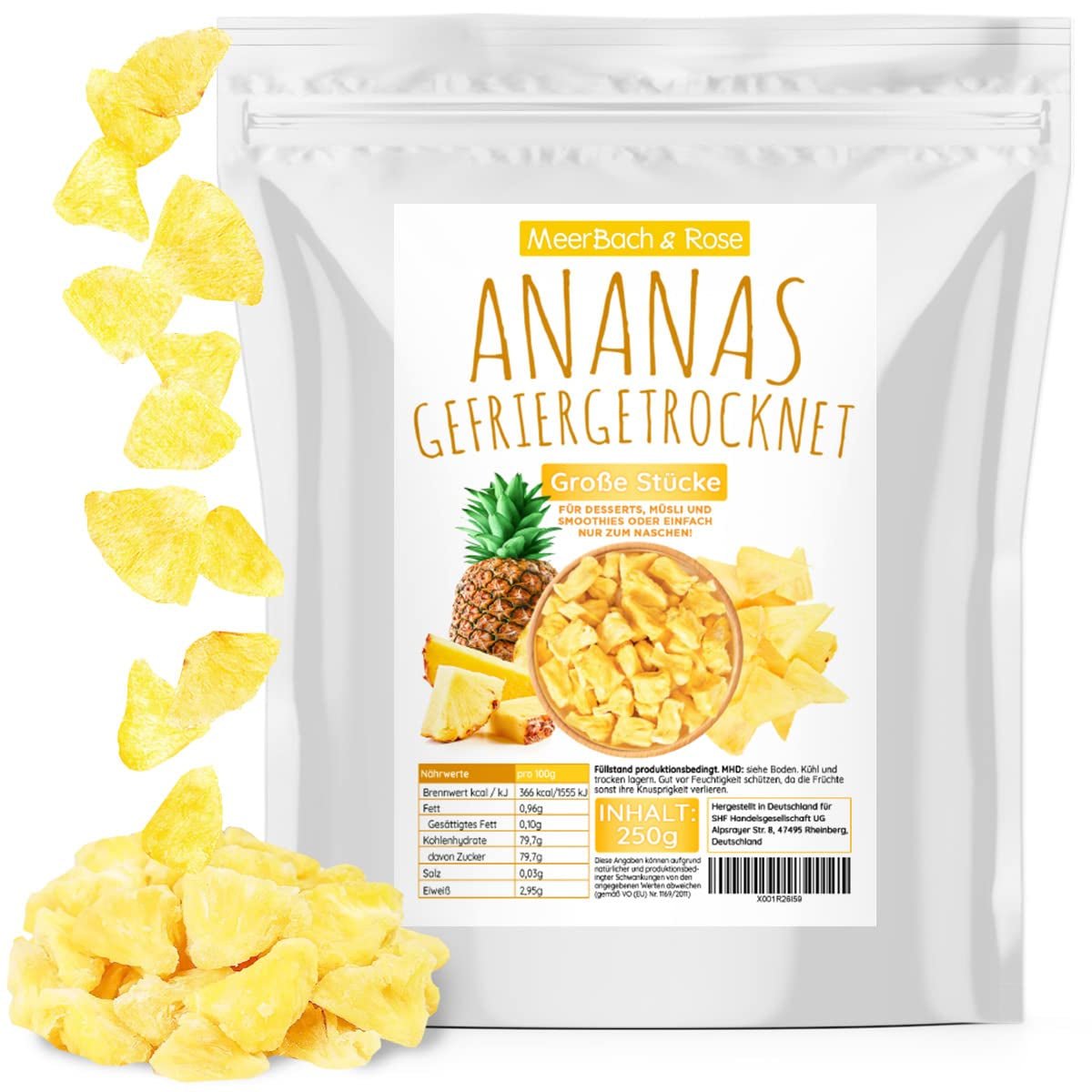 Piña liofilizada 250g, trozos grandes, fruta liofilizada en rodajas, sin azúcar, piña afrutada en trozos, piña deshidratada Productos deshidratados Naty Shop Título predeterminado