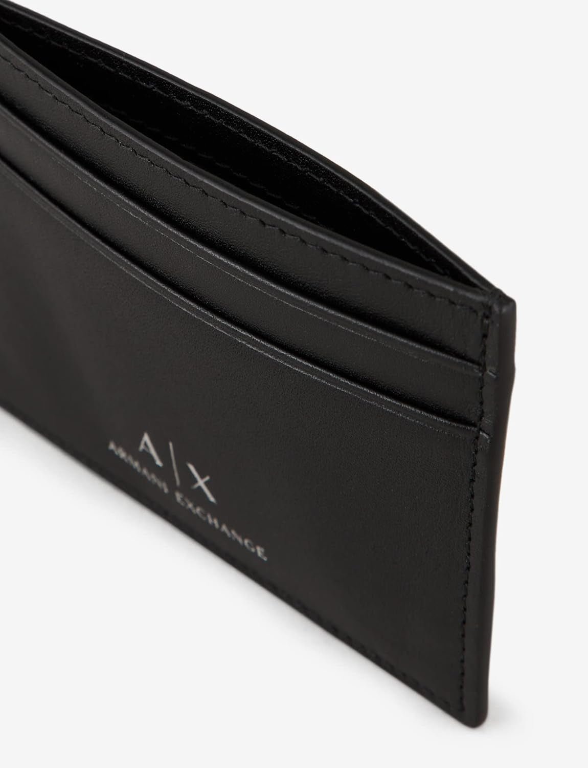 Armani Exchange Accesorio de viaje de hombre en piel lisa con logo - Funda para tarjetero, Cartera negra para hombre Naty Shop