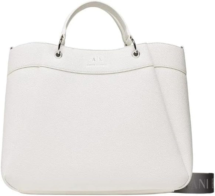 Armani Exchange Essential Mujer, Onda, Logo Estampado Plateado Shopping L Bolsos Mujer Naty Shop Blanco