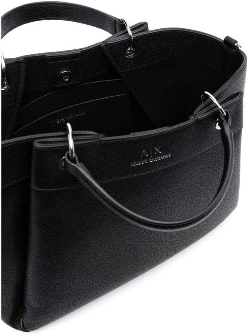 Armani Exchange Essential Mujer, Wave, Logo Estampado Plateado Shopping L Bolsos Mujer Naty Shop Negro