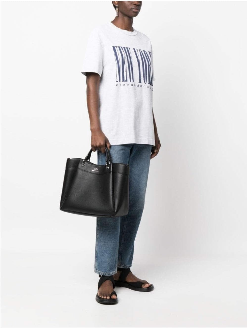 Armani Exchange Essential Mujer, Wave, Logo Estampado Plateado Shopping L Mujer Bolsos Naty Shop