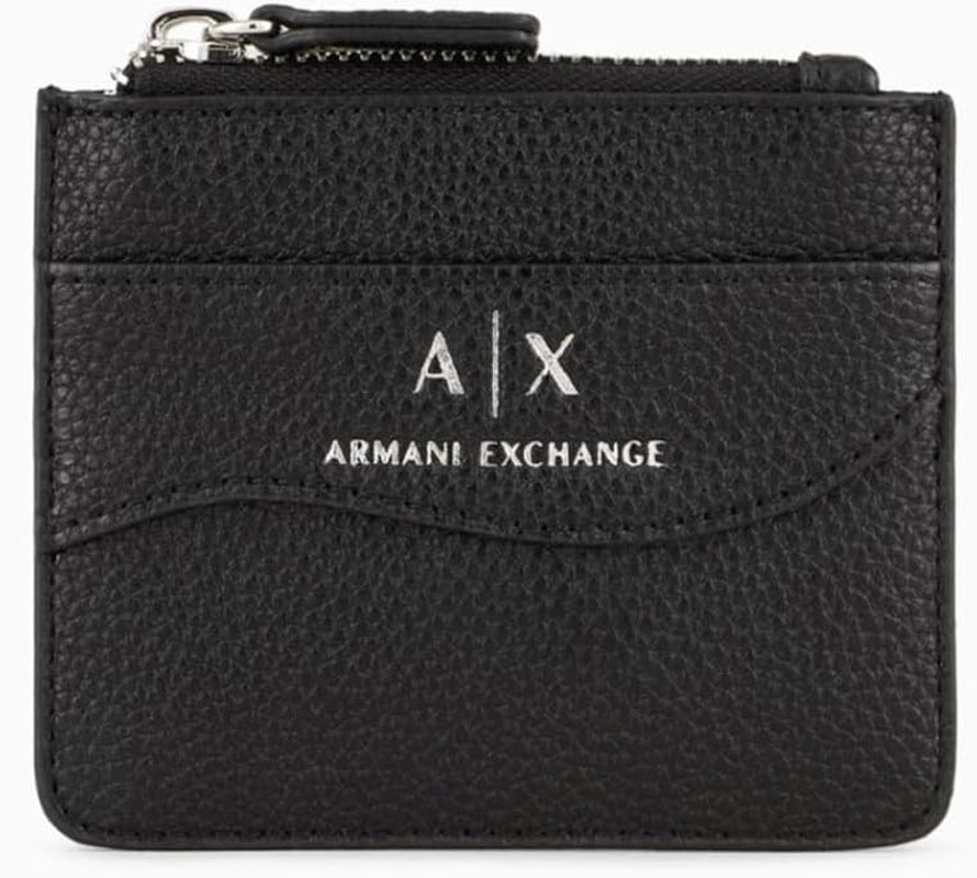 Armani Exchange Small - Cinturón de crédito a presión para mujer, accesorio de viaje, tarjetero tipo sobre, cartera negra, Naty Shop para mujer, color negro, talla única