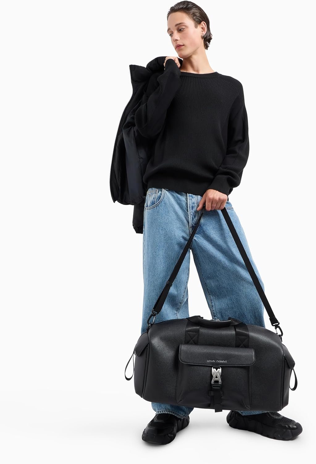 Armani Exchange Bolso de viaje Matthew para hombre Durable Axe Tuc cierre Equipaje y equipo de viaje Tienda Naty