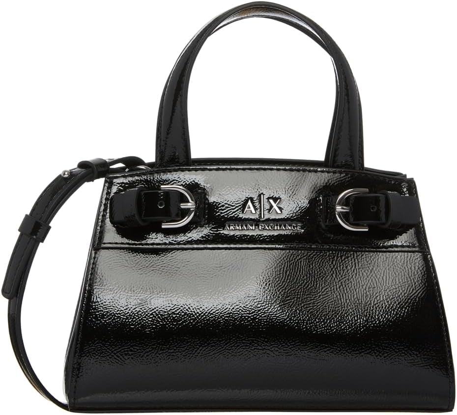 Armani Exchange Bolsos Tote Milano 91 Small Size Glossy Surface Mujer Naty Shop Negro