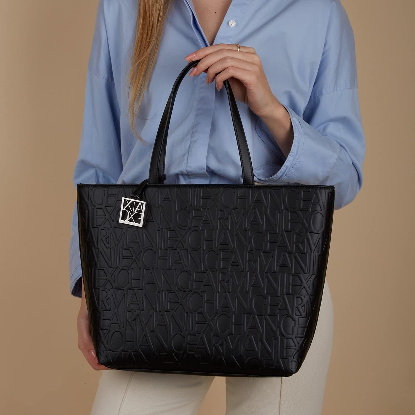 Armani Exchange Liz - Open Medium Shopping, Bolso de mano Mujer, Nero Black, 28x11x40 cm (L x H D) EU Bolsos Mujer Naty Shop