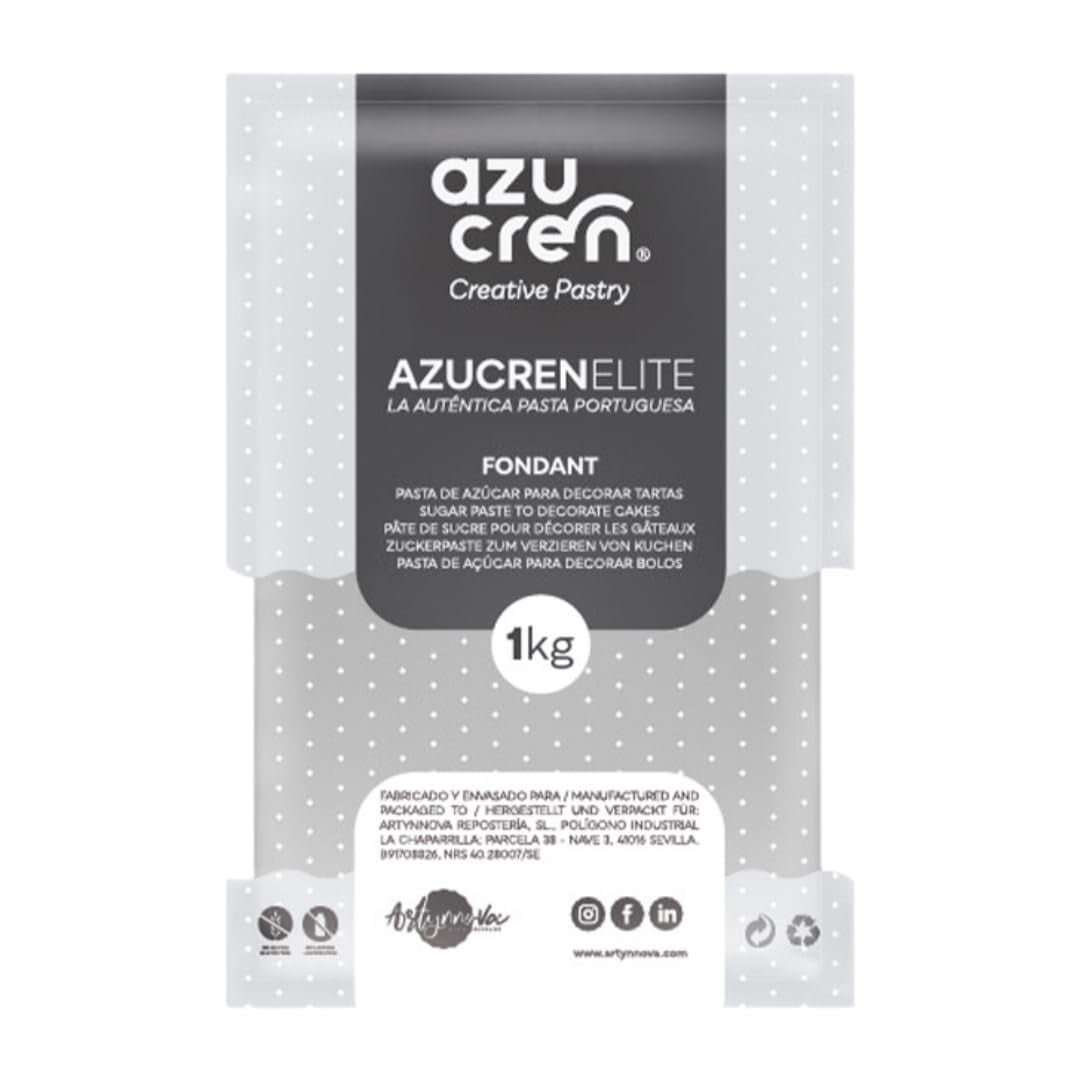 Azucren, Rollo de Fondant, Rollo de Fondant Gris, Fácil de Usar, Liso, Flexible, Blando y Doblable, Perfecto para decoración de Tartas, Halal, Kosher, Sin Gluten, Sabor Limón (250G) Naty Shop Pasta de Azúcar 1kg