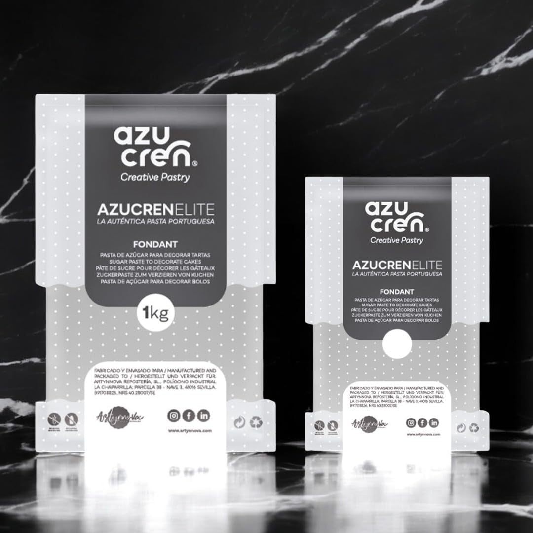 Azucren, Rollo de Pasta de Azúcar, Rollo de Pasta de Azúcar Gris, Fácil de Usar, Liso, Flexible, Blando y Doblable, Perfecto para decoración de Tartas, Halal, Kosher, Sin Gluten, Sabor Limón (250G) Naty Shop Pasta de Azúcar