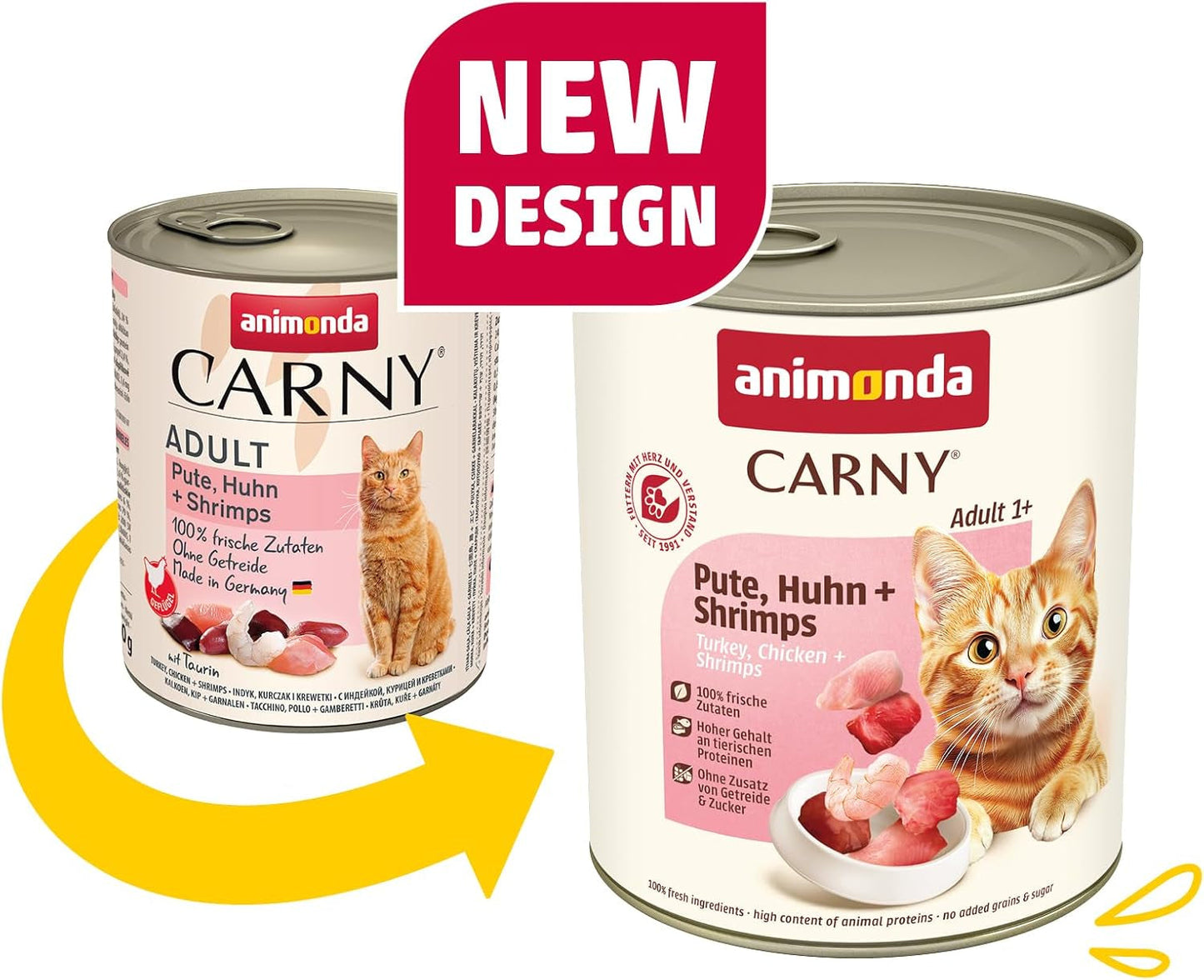 Animonda Carny comida húmeda para gatos pavo + pollo + gambas (6 x 800g), comida húmeda sin cereales, sin azúcar y con ingredientes cárnicos frescos
