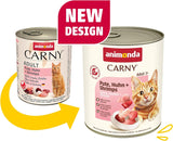 Animonda Carny comida húmeda para gatos pavo + pollo + gambas (6 x 800g), comida húmeda sin cereales, sin azúcar y con ingredientes cárnicos frescos