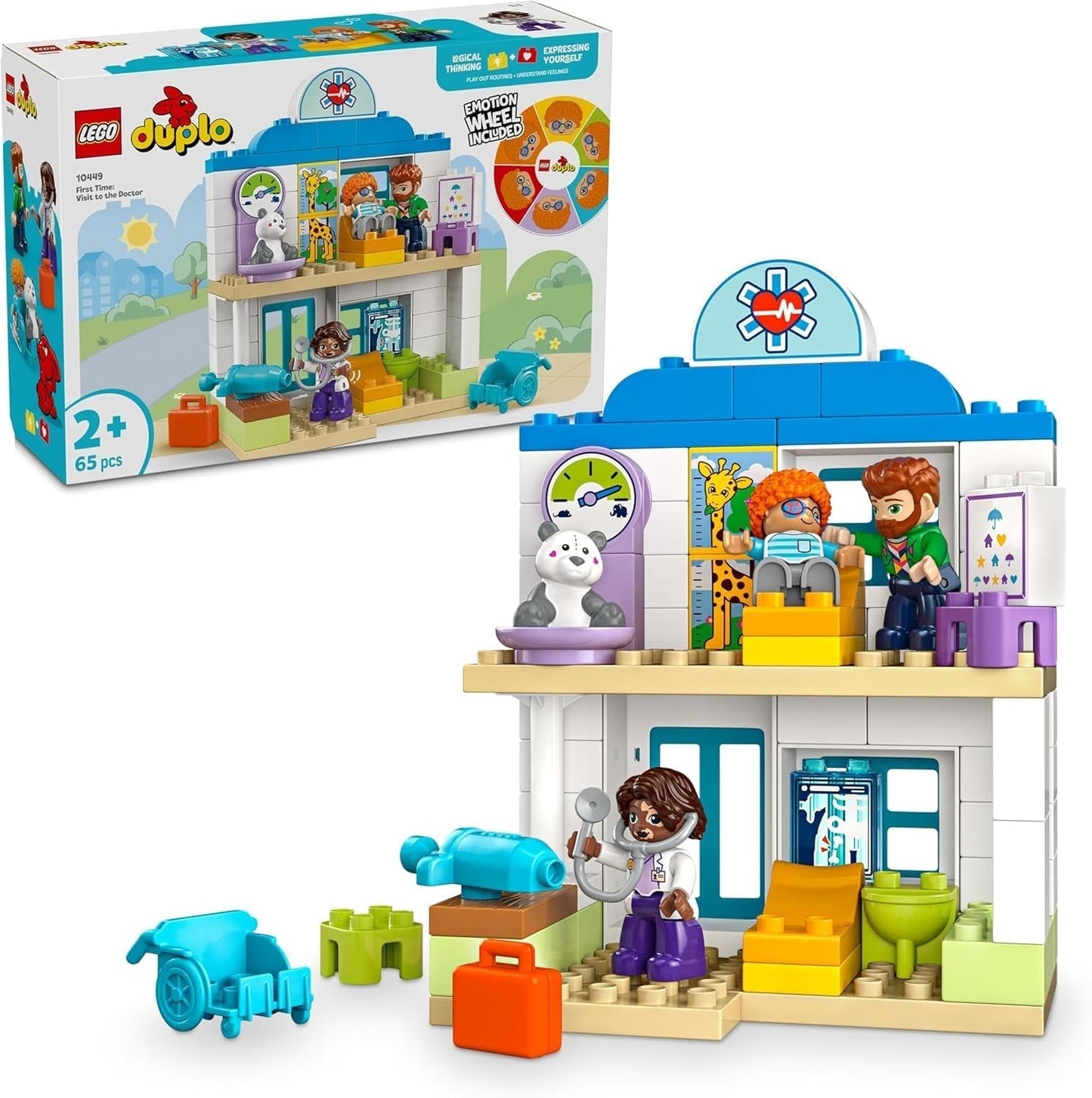 LEGO DUPLO Town Primera visita al médico, juguete de construcción, juego para promover las habilidades motoras finas, regalo para niños pequeños de 2 años, juguete educativo, juego de rol en el hospital 10449 Juegos de construcción Besuche den LEGO-Store Default Title