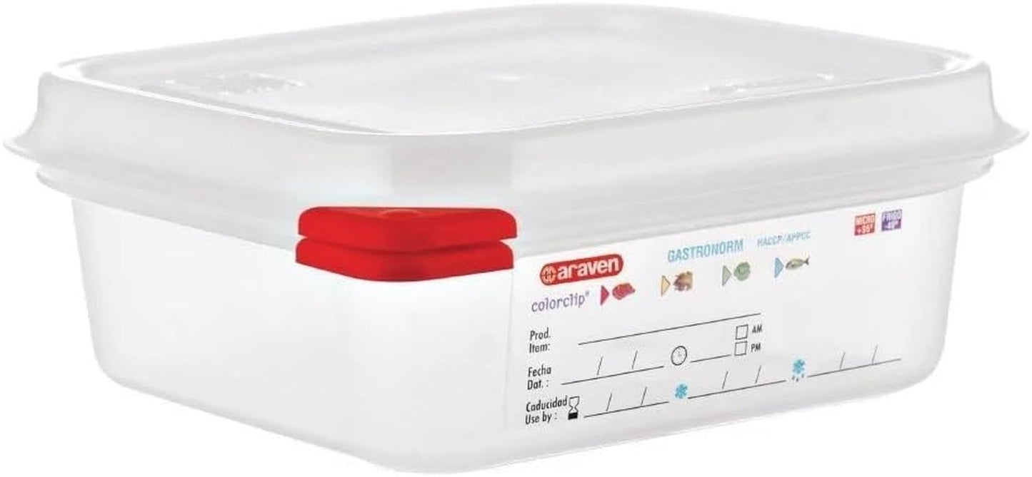 03350 PP Contenedor para alimentos GN con tapa, 1,1 l, 65 mm (4 piezas) Cajas para almacenar alimentos Naty Shop
