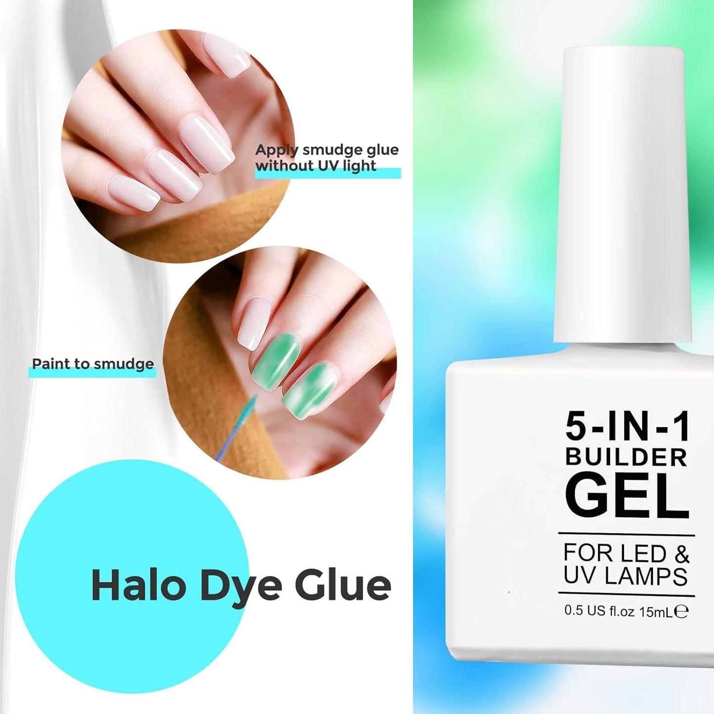 Builder 5 en 1 Builder Gel 15ml, Nail Builder Gel, Nail Builder Gel, UV/LED Extensión de uñas Esmalte de uñas, Extensiones, Nail Art, Pegatinas, Gel Nail Builder Gel (Blanco)