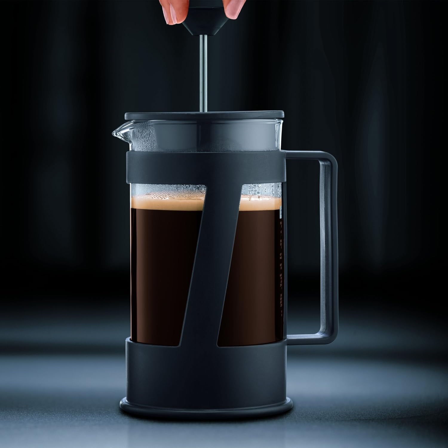 Cafetera Bodum CREMA (sistema French Press, filtro permanente de acero inoxidable, tapa de seguridad, 0,5 litros) negra