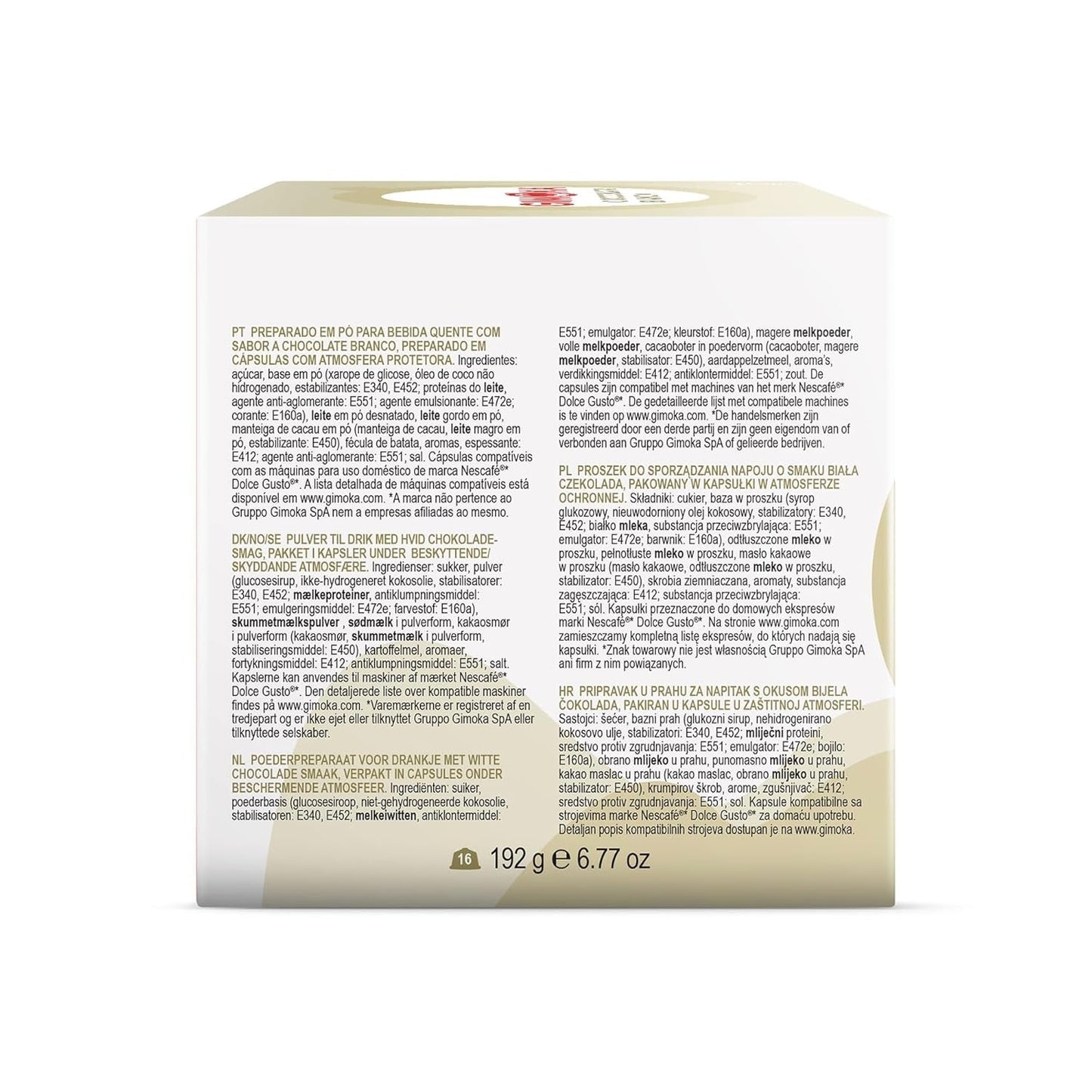 Gimoka Kaffeekapseln, Gesmack WEISSE CHOKOLADE - 48 Kapseln Compatible with Kaffeemaschinen der Marke Nescafè* Dolce Gusto*, 48 Stück (3 x 16 Getränke), Hergestellt in Italien