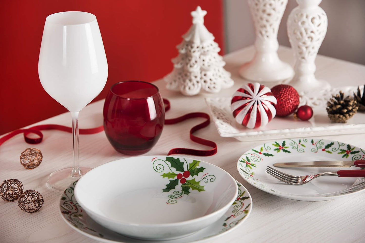 Excelsa SERV.TAV.18 PZ NAVIDAD ACEBO Weiß