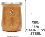 Juego de té Yerba Mate balibetov (taza de mate) hecho de acero inoxidable con bombilla (pajita) para mate, Juego de Yerba Mate fácil de limpiar y muy duradero (MADERA)
