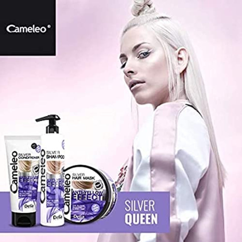 Cameleo - Mascarilla Matizadora Plata - Sin Efecto Amarillo - Tratamiento Violeta y Protección del Color para Cabellos Rubios, Grises, Blancos - Tonos Platino - Protección UV - Sin Parabenos - 200ml Naty Shop Mascarilla Capilar