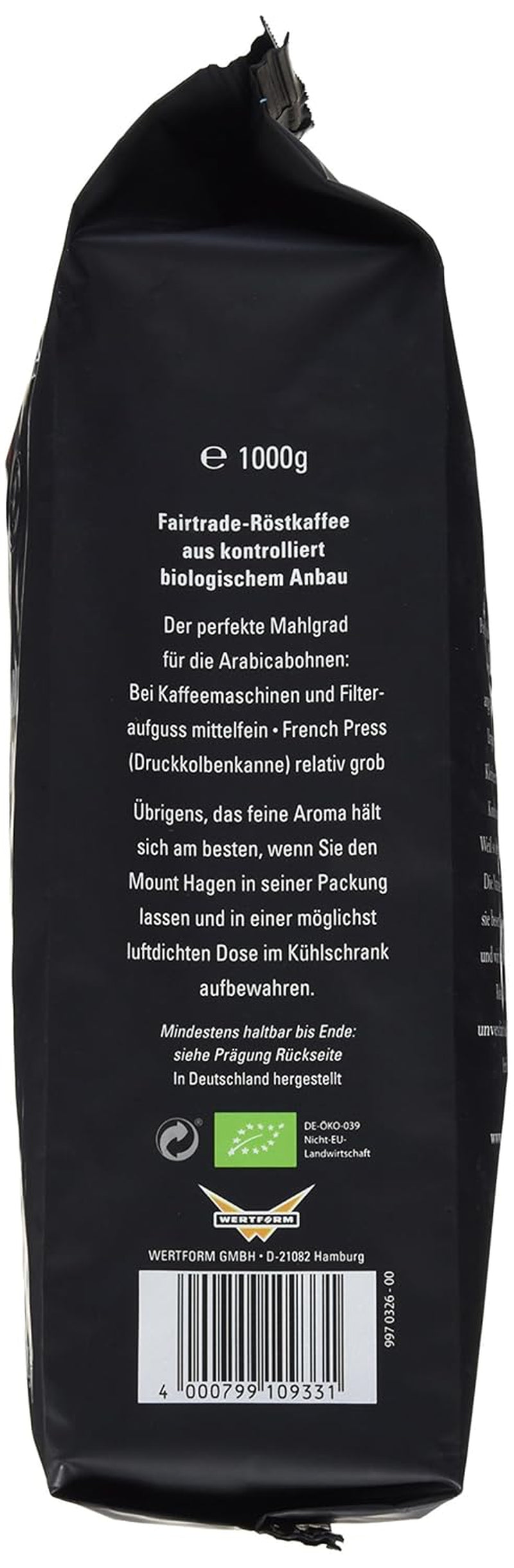 Bio FT Naturland Röstkaffee Crema Arábica, 1kg ganze Bohne
