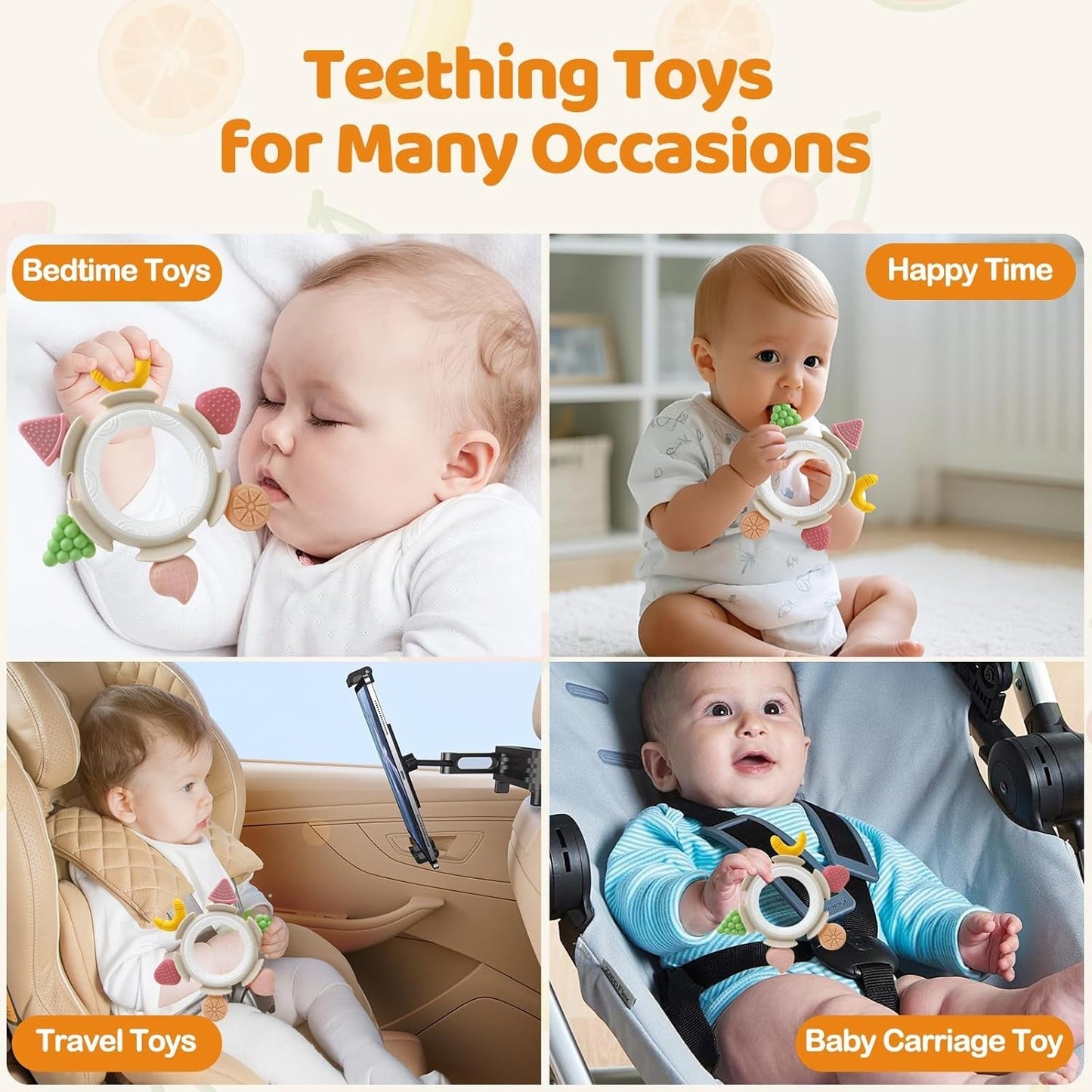 Anillo Mordedor para Bebé Juguete Sensorial para 0 3 6 7 8 9 10 12 Meses Juguete Ayuda para la Dentición del Bebé para Recién Nacidos 3 6 12 18 Meses Niños Niñas Regalos de Pascua para Fiesta de Baby Shower Marrón
