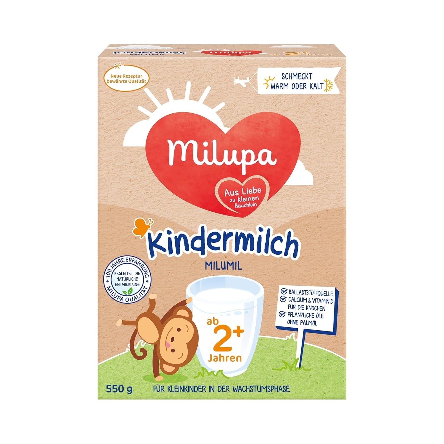 Milupa Milumil Leche de crecimiento 2+ - A partir de 1 año - Para niños pequeños en fase de crecimiento - 5 x 550 g