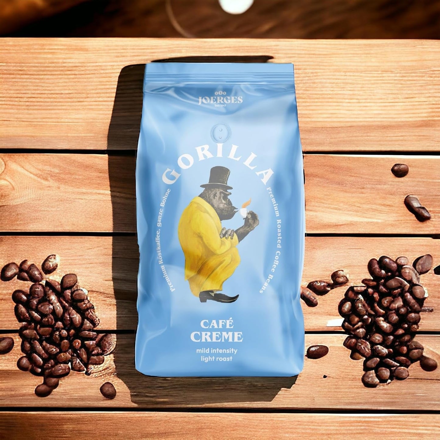 Crema Gorilla Café 6x 1000g | 100% Arábica-Bohnen tradicional | Ideal Volllautomaten Crema armonisches Aroma | geriger Koffeingehalt helle Röstung | Paquete de embalaje