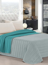 Ropa de cama italiana Estivo cama individual, lino, Aqua, 170 X 270 Cm Edredones y edredones Naty Shop Aqua/gris 170 X 270 Cm