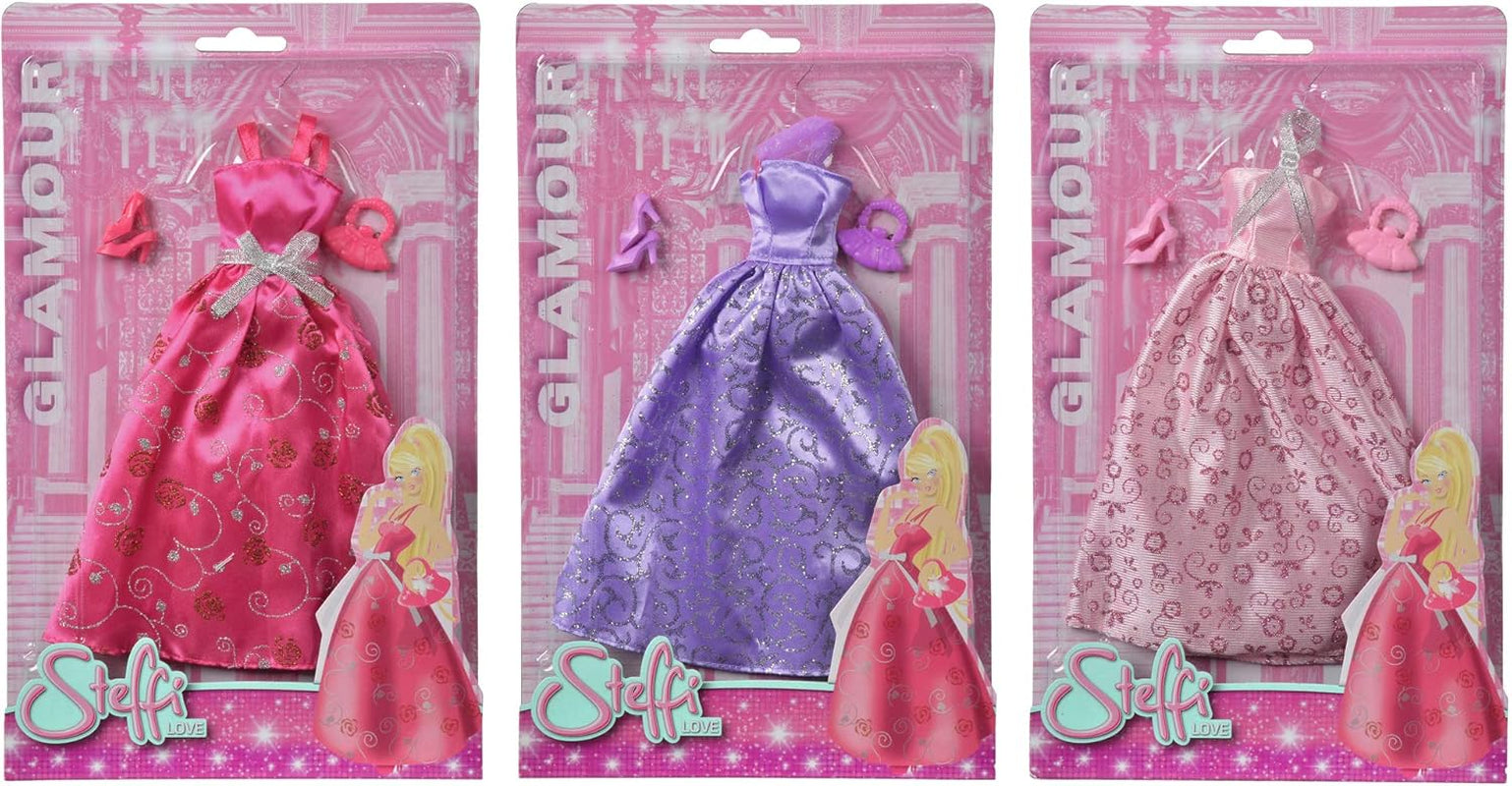 Simba 105723369 - Steffi Love Glamour / Conjunto de ropa para muñeca / 3 artículos surtidos / Solo se incluye un artículo / Vestido de gala para todas las muñecas de 29 cm / Muñeca no incluida