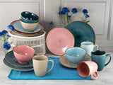 CreaTable, 22506, serie COZY DAY, juego de vajilla de 16 piezas para 4, servicio combinado de porcelana, apto para lavavajillas y microondas, fabricación de calidad