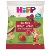 HiPP Mini Corazones de Avena Fresa-Frambuesa (12 x 40g), a partir de 1 año, barrita ecológica en forma de corazón, rica en cereales y fibra, endulzada únicamente con frutas, de la mejor calidad ecológica
