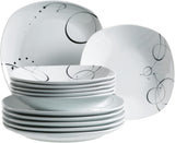 Servicio de mesa doméstico de Mäser, serie Chanson, 12 piezas para 6 personas, blanco