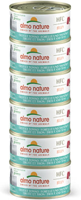 Almo Nature HFC Jelly - Comida húmeda para gatos adultos - Trucha y Atún - Calidad humana, Sin gluten - 6 x 70g