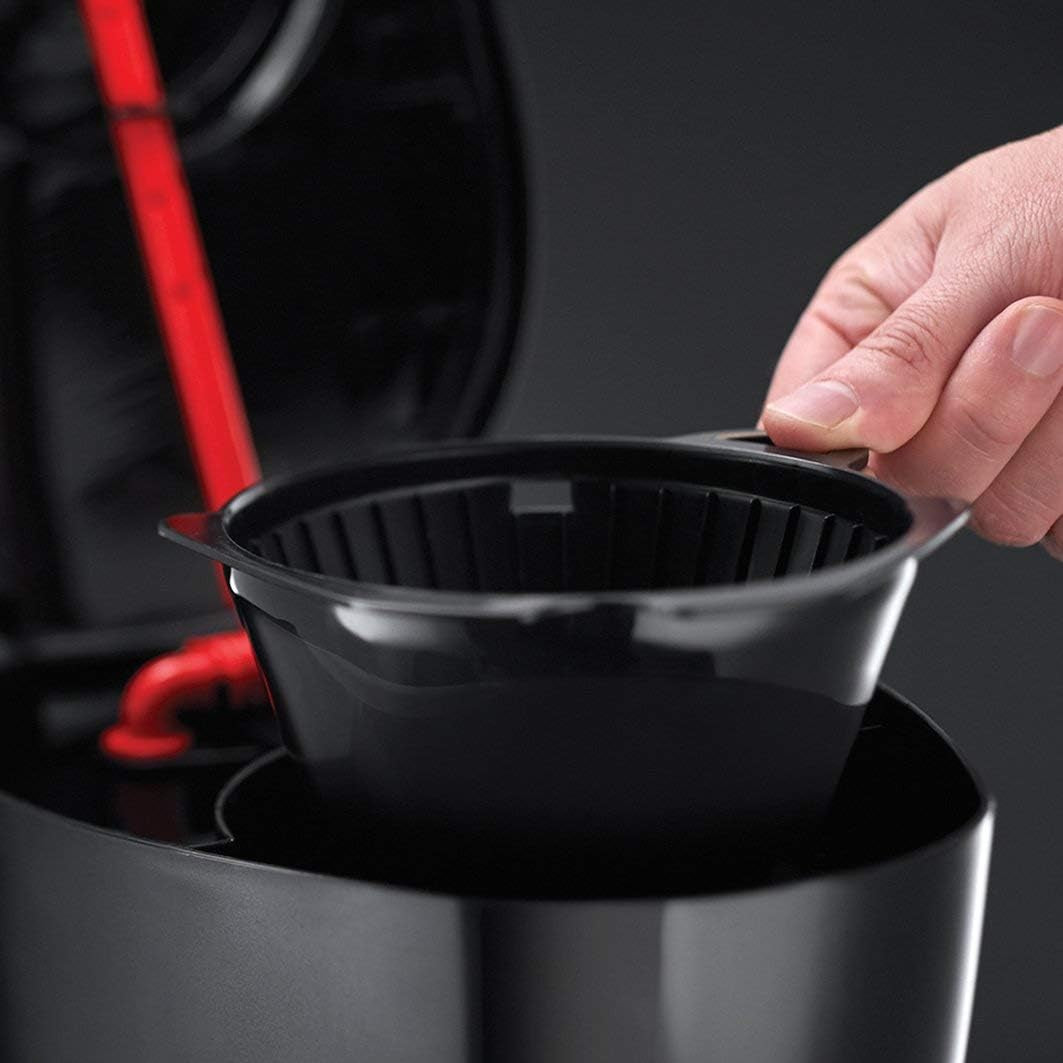 Cafetera Russell Hobbs [Temporizador digital, cabezal de ducha para una extracción y aroma óptimos] Textures+ (1 a 12 tazas, jarra de vidrio de 1,25 L, plato calentador, sistema antigoteo) Cafetera de filtro 22620-56