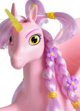 Simba 109480092 - Mia and Me Unicorn Kyara, con alas móviles, pinzas para el pelo y cepillo de peinado, 20 cm, a partir de 3 años, rosa