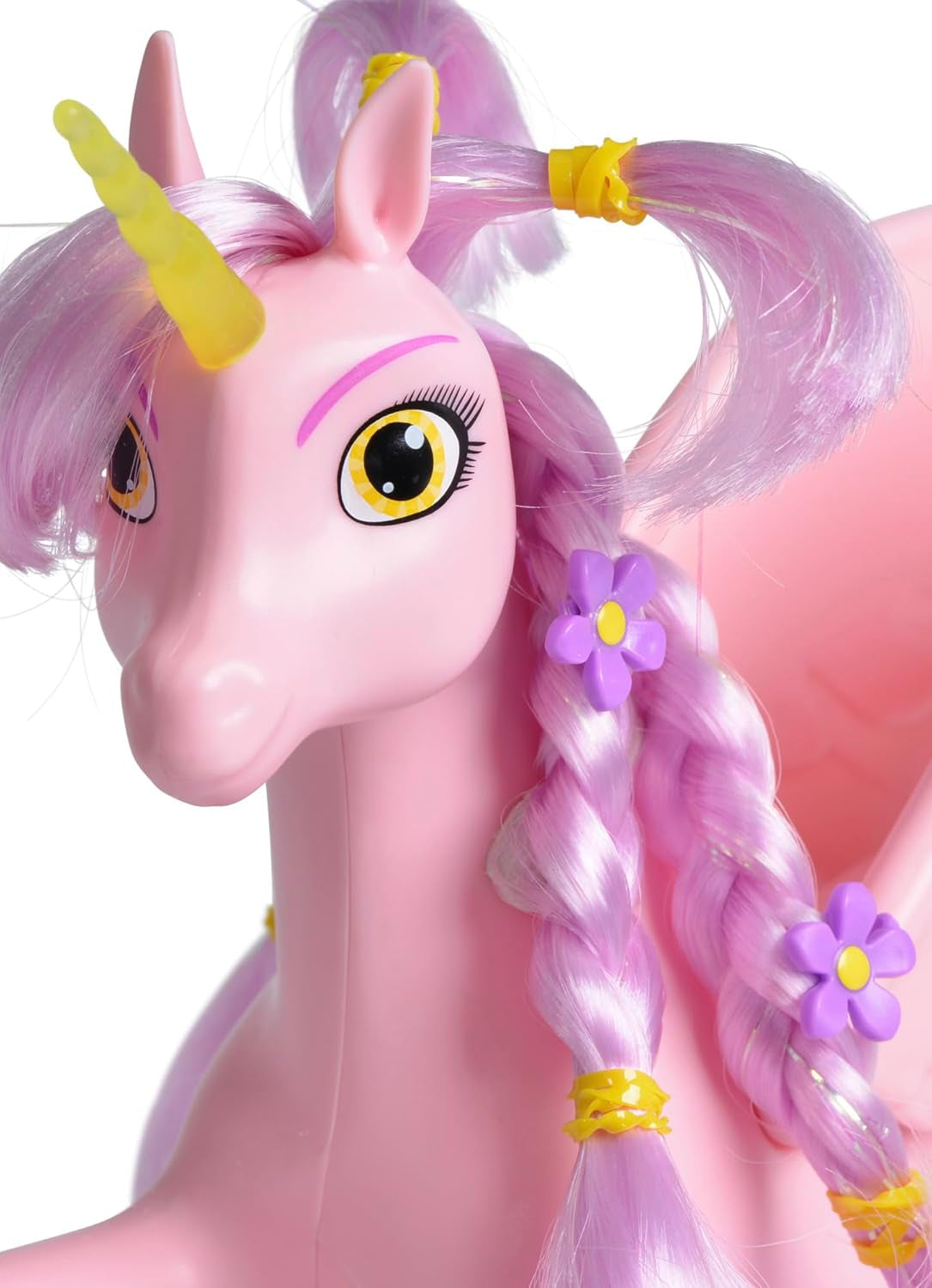 Simba 109480092 - Mia and Me Unicorn Kyara, con alas móviles, pinzas para el pelo y cepillo de peinado, 20 cm, a partir de 3 años, rosa