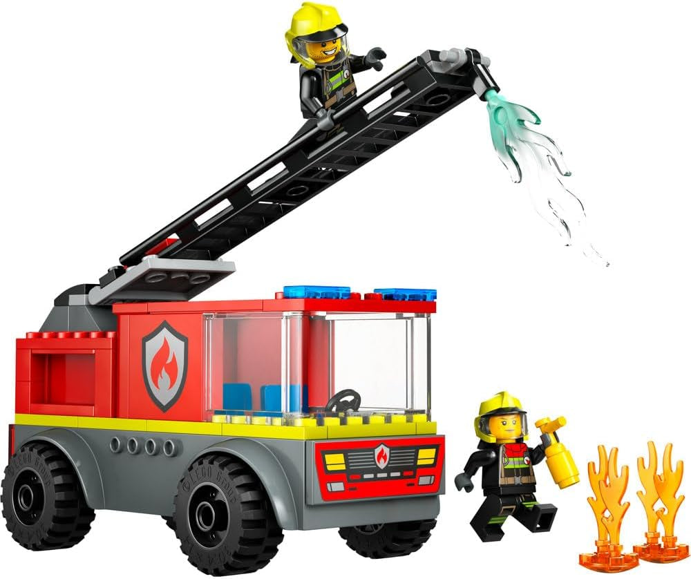 LEGO City Camión de bomberos con escalera - Camión de bomberos de juguete con 2 minifiguras de bomberos para niños y niñas a partir de 4 años - juguete educativo - regalo para preescolares 60463 Juegos de construcción Besuche den LEGO-Store