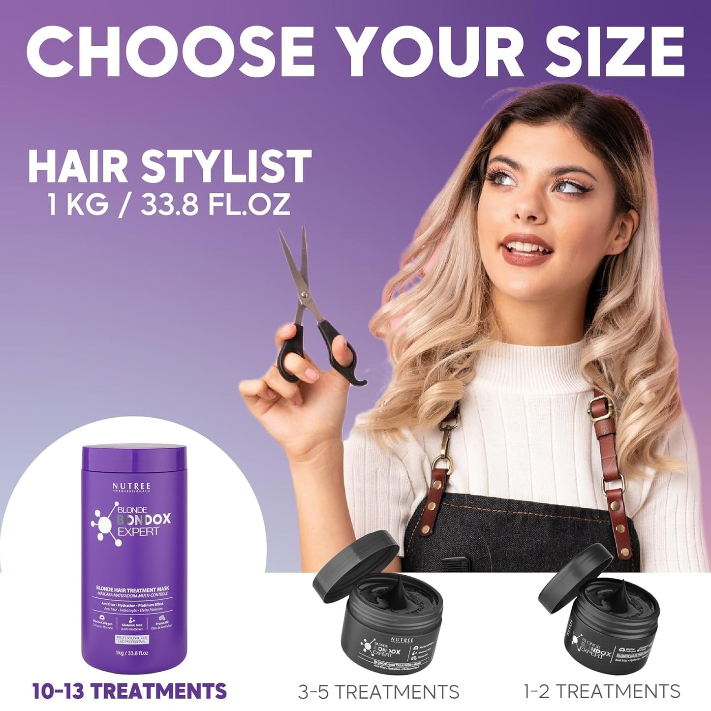 TRATAMIENTO PARA EL CABELLO RUBIO BONDOX 1kg Mascarilla Calor Púrpura Profesional - Aceite de Oliva - restaura la elasticidad y flexibilidad del cabello, suaviza, hidrata y aporta brillo Naty Shop Mascarilla Capilar