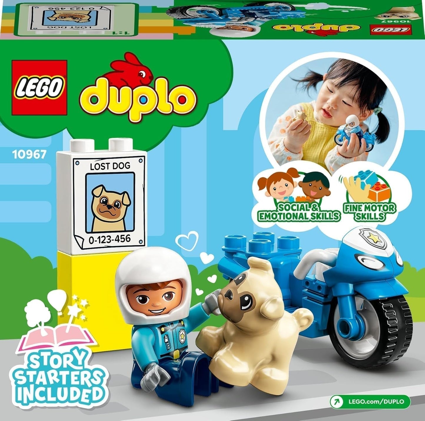 LEGO 10967 DUPLO Moto de policía, Juguete de policía para niños pequeños a partir de 2 años, Juguete ideal para la motricidad de bebés, Moto de juguete Juegos de construcción Besuche den LEGO-Store