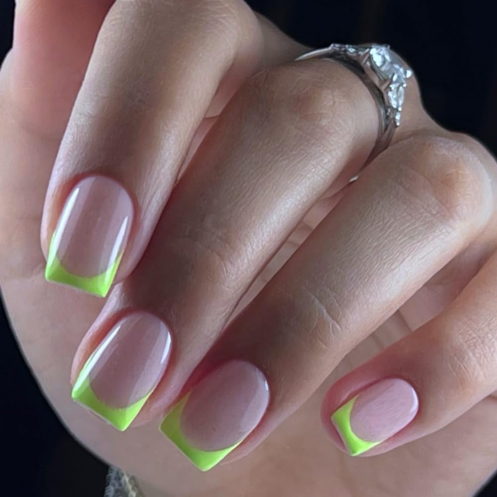 Puntas francesas largas, pegamento con purpurina dorada en uñas cuadradas largas, juego de uñas postizas con punta francesa y purpurina, uñas artificiales cuadradas para mujer, 24 Uds.