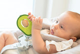 Nuby - Anillo de dentición de aguacate - Juguete mordedor de silicona y madera - Núcleo de madera giratorio - Juguete de dentición para bebés y niños pequeños - Ayuda para la dentición - Sin BPA - 6+ meses