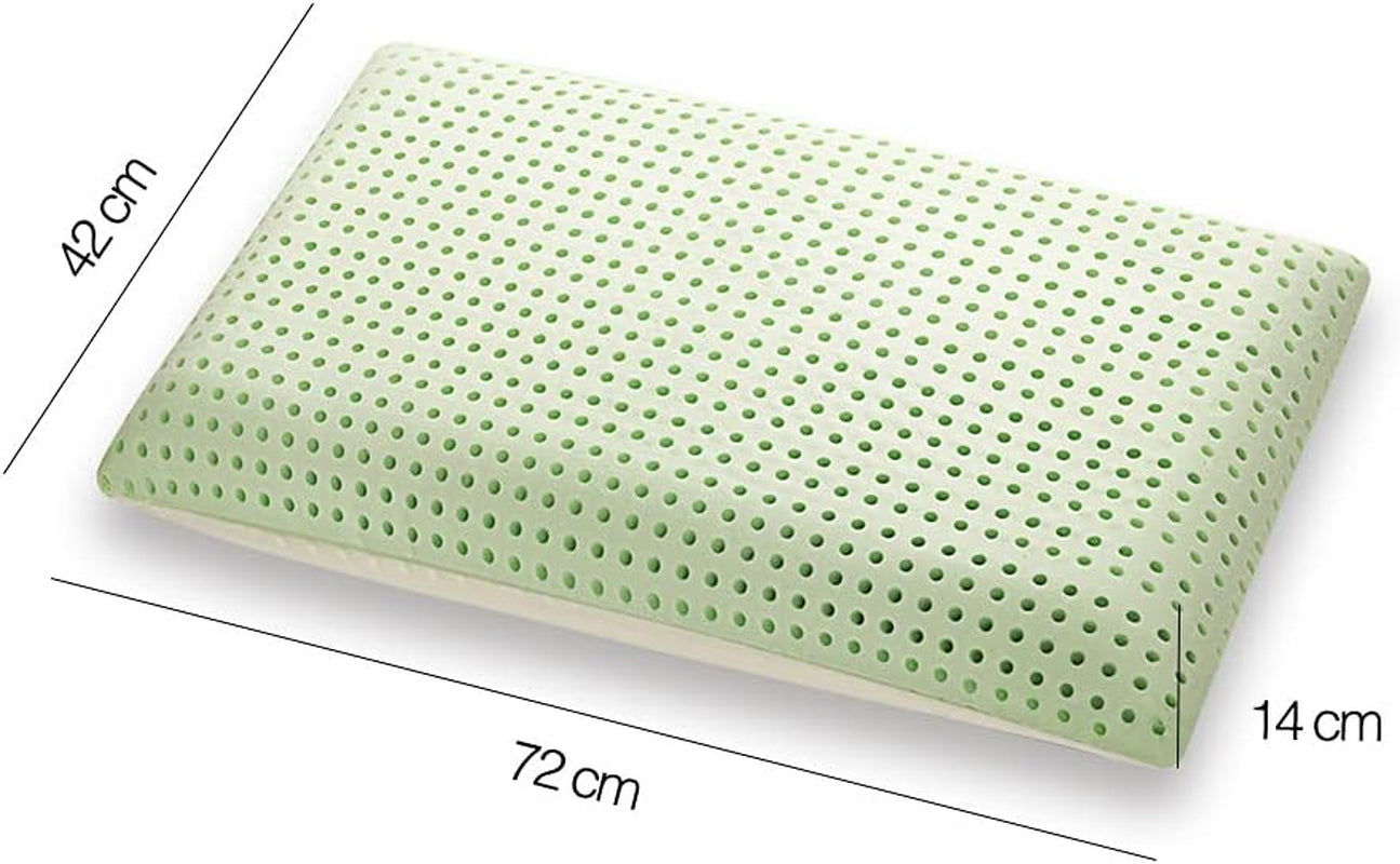 Almohada Ortopédica de Cervical - Aloe Orgánico - Almohada Viscoelástica de Aloe Vera Altura 14cm Funda 100% Algodón Almohada Visco - Almohada Viscoelástica - Made in Italy Naty Shop Almohadas Estándar