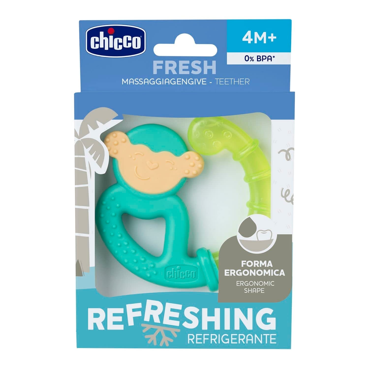 Chicco Mordedor Fresh&Relax Mono o Perezoso, 4M+, lleno de agua esterilizada