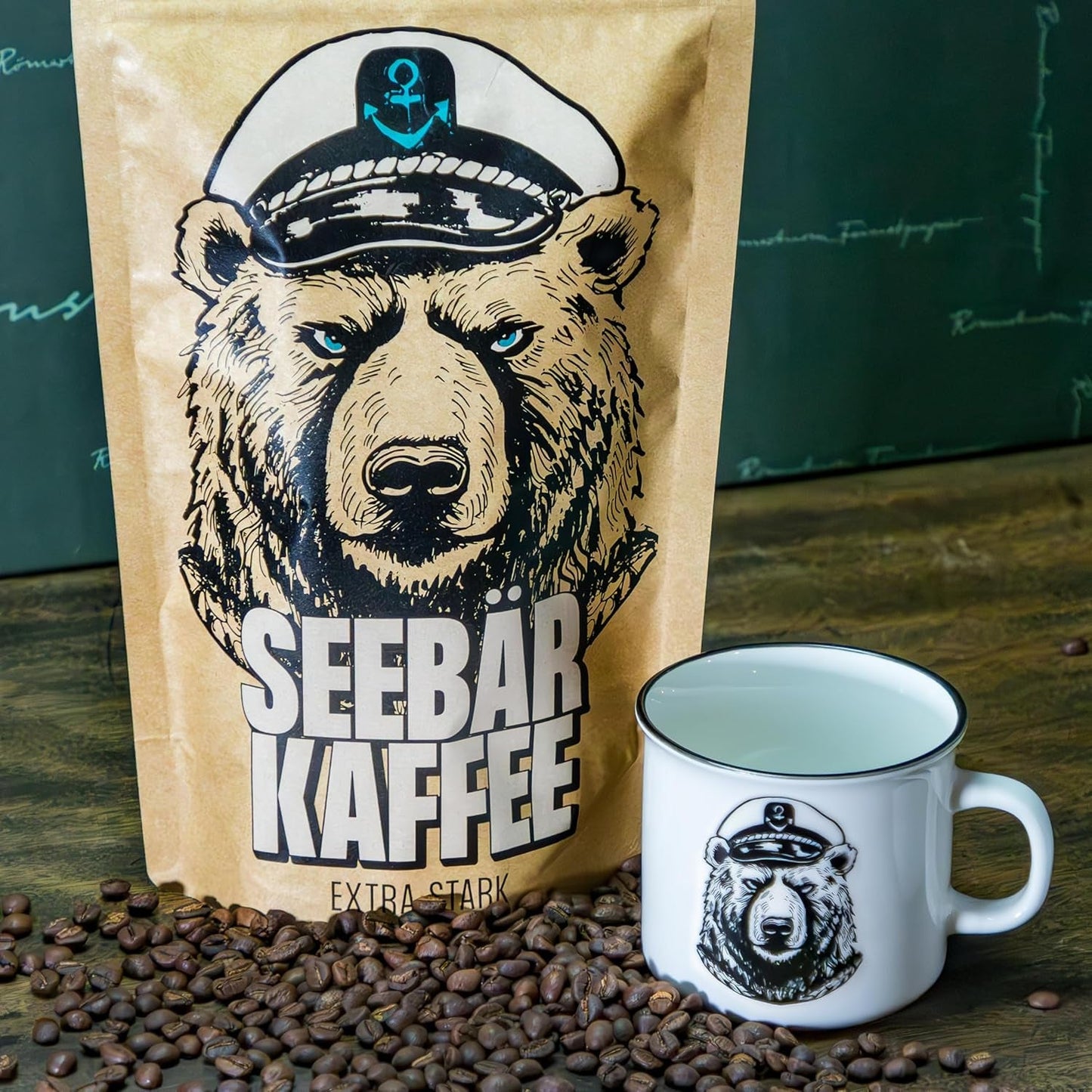 CAFÉ SEEBÄR - Café en granos extra fuerte - 500g - Baja acidez y aroma intenso - Granos enteros para cafeteras totalmente automáticas, espresso y prensa francesa - Alto contenido en cafeína y baja acidez