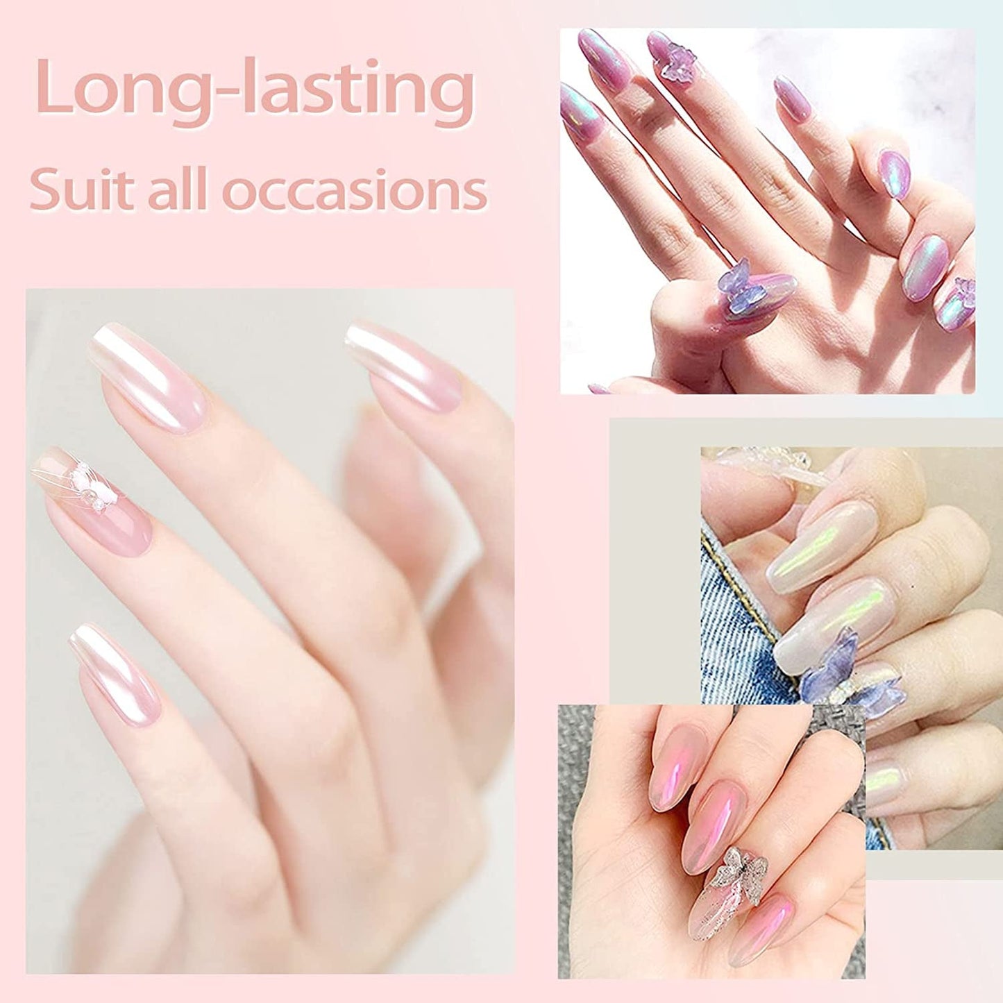 Chrom Nagel Pulver 4 Farben Irisierendes Aurora Pulver Metallic Spiegel Effekt Pigment Pearlescent Meerjungfrau Glitter Einhorn Glitter para esmalte de uñas en gel Decoración-Purpurgrüner Jadeit