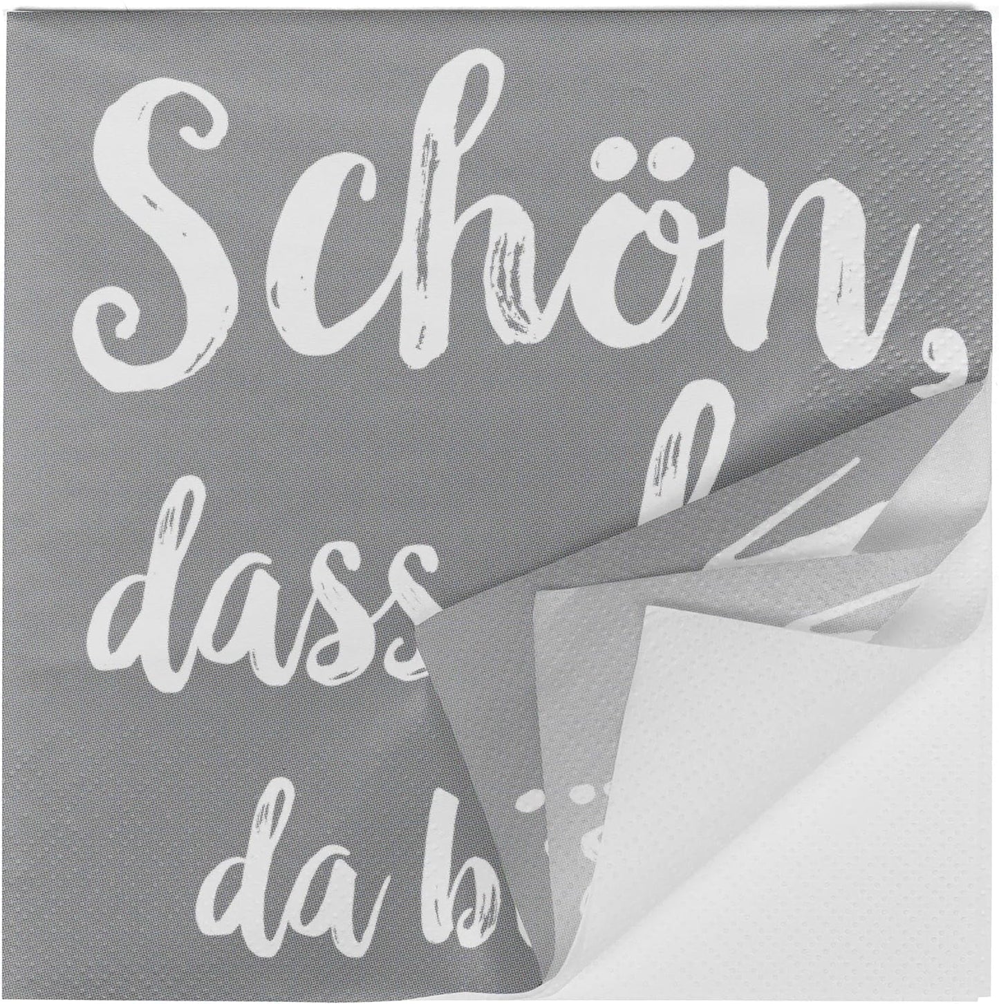 Servilletas de cóctel HEKU 'Schön Dass Du Da Bist', 3 capas, 25X25Cm, 150 piezas I Diseño elegante I Ideal para celebraciones I Prácticamente embalado