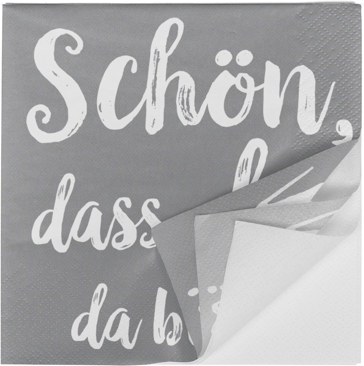 Servilletas de cóctel HEKU 'Schön Dass Du Da Bist', 3 capas, 25X25Cm, 150 piezas I Diseño elegante I Ideal para celebraciones I Prácticamente embalado