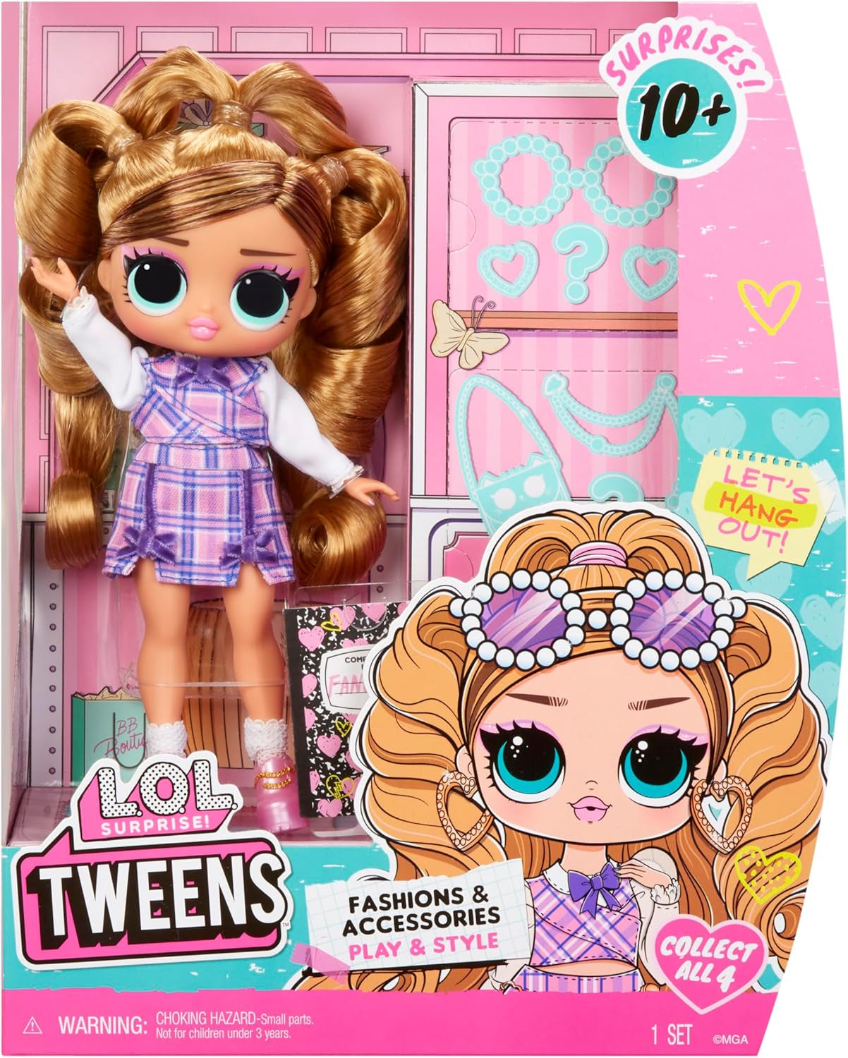 Jajaja ¡Sorpresa! Tweens Core Doll - Fancy Girl - Incluye 1 muñeca de moda con atuendo y accesorios, 4 objetos coleccionables, Rose