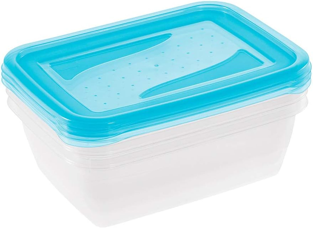 Kekeeper set de 3 tarros de conservación de alimentos, 3 x 1,25 l, 20,5 x 15,5 x 6,5 cm, Fredo Fresh, azul transparente Cajas de conservación de alimentos Naty Shop